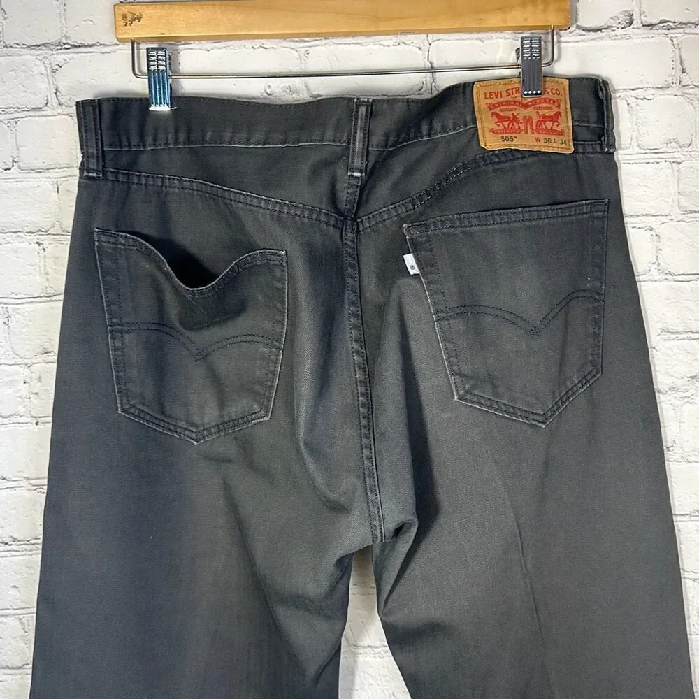Levi’s Mens‎ 505 Straight Black Jeans Denim size W36 x L34